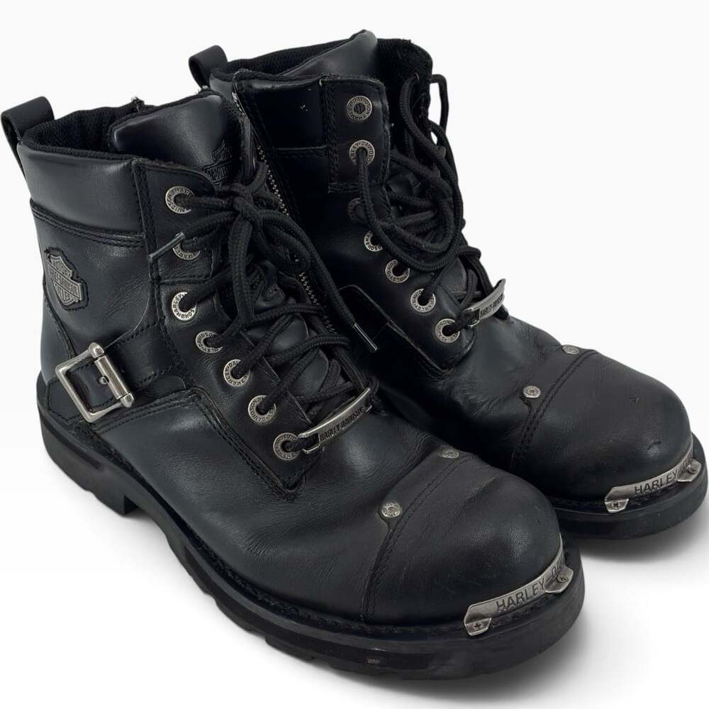 Harley-Davidson Motorcycle Boots Men Size 9.5 Ankle Black Leather 94092 (LL)